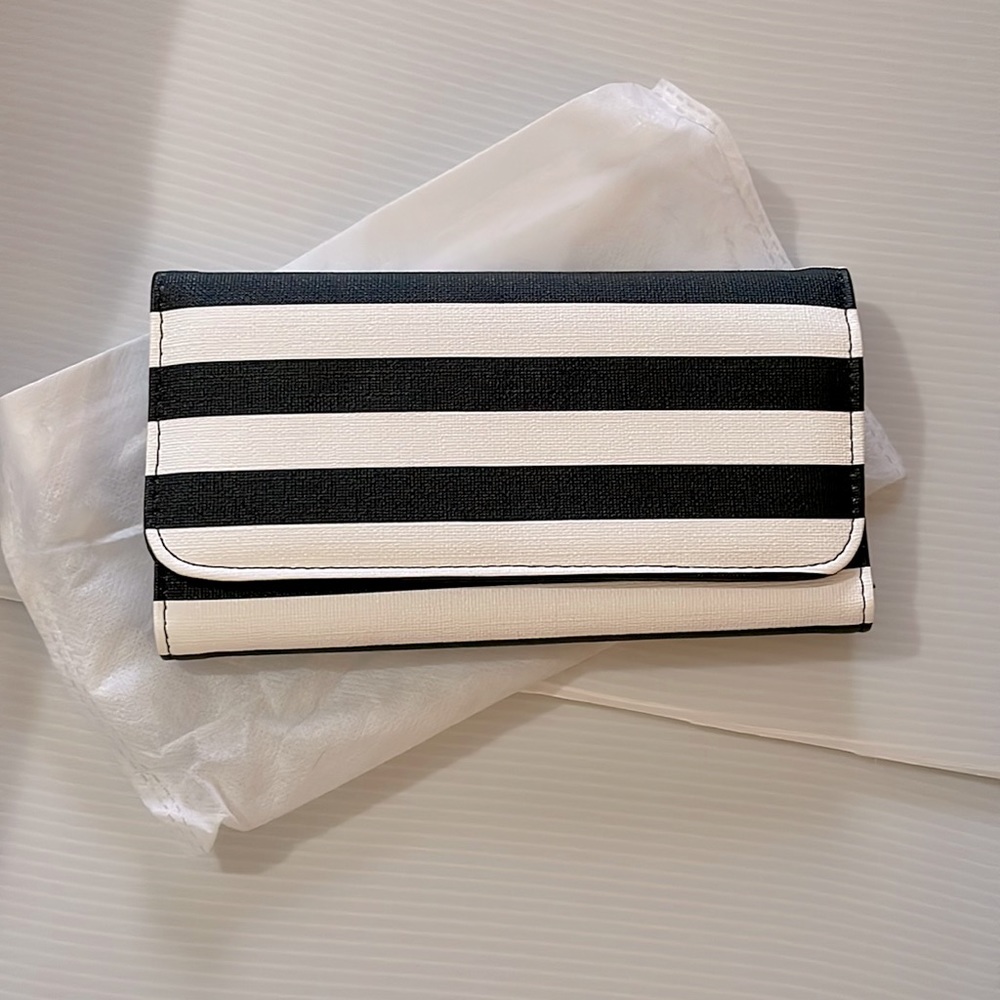 KUT from the Kloth Black and White striped tri-told wallet NEW